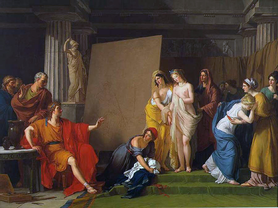zeuxis choosing his models for the image of helen from among the girls of croton